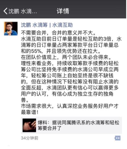 网传水滴筹21收购轻松筹数据说明一切
